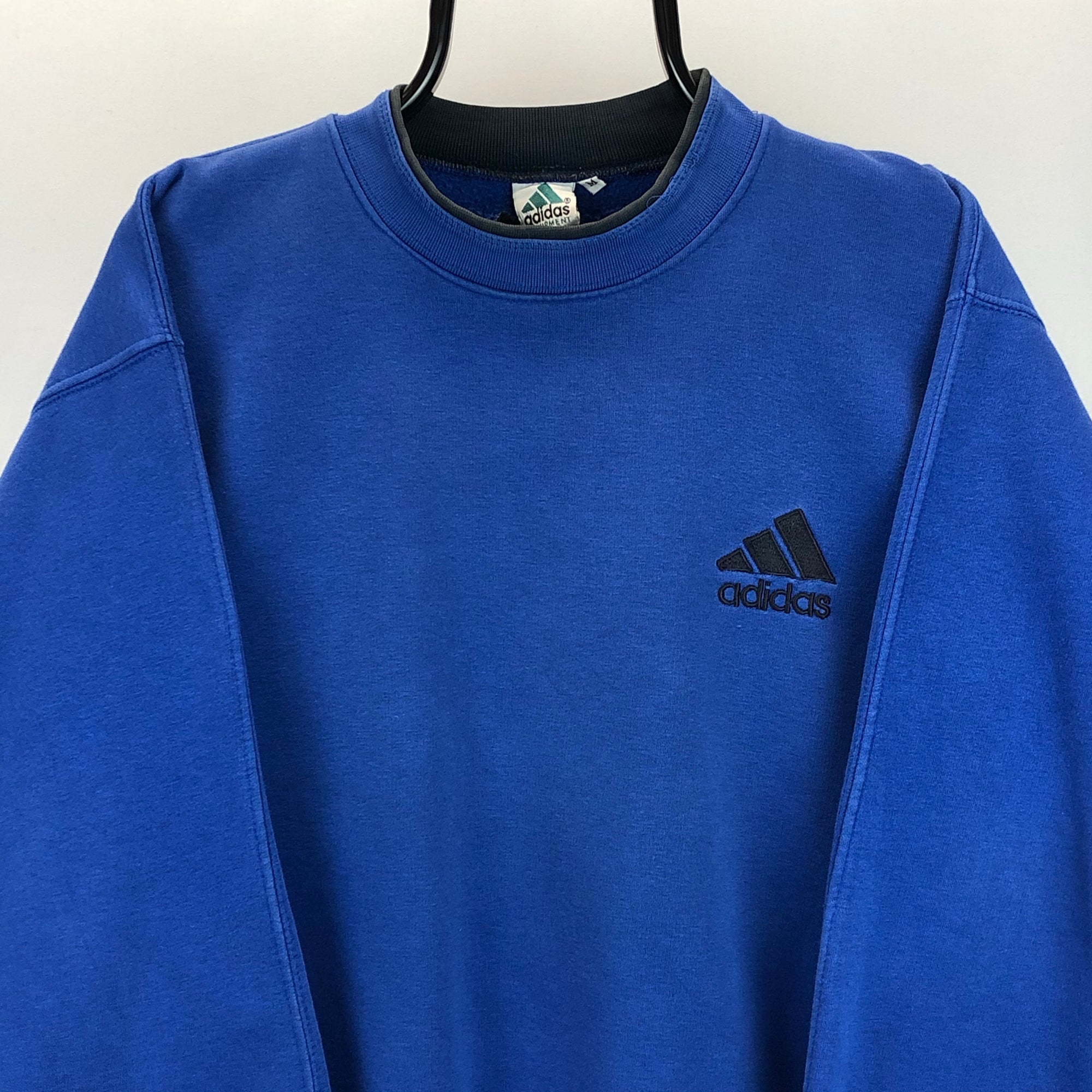 Vintage 90s Adidas Embroidered Small Logo Sweatshirt in Blue - Men’s Medium/Women’s Large