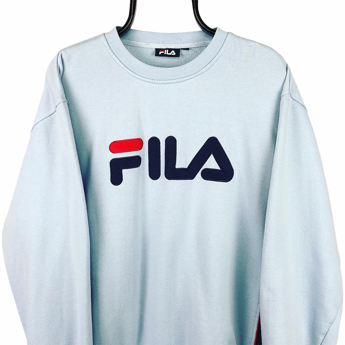 Fila Spellout Sweatshirt in Baby Blue - Men's Large/Women's XL