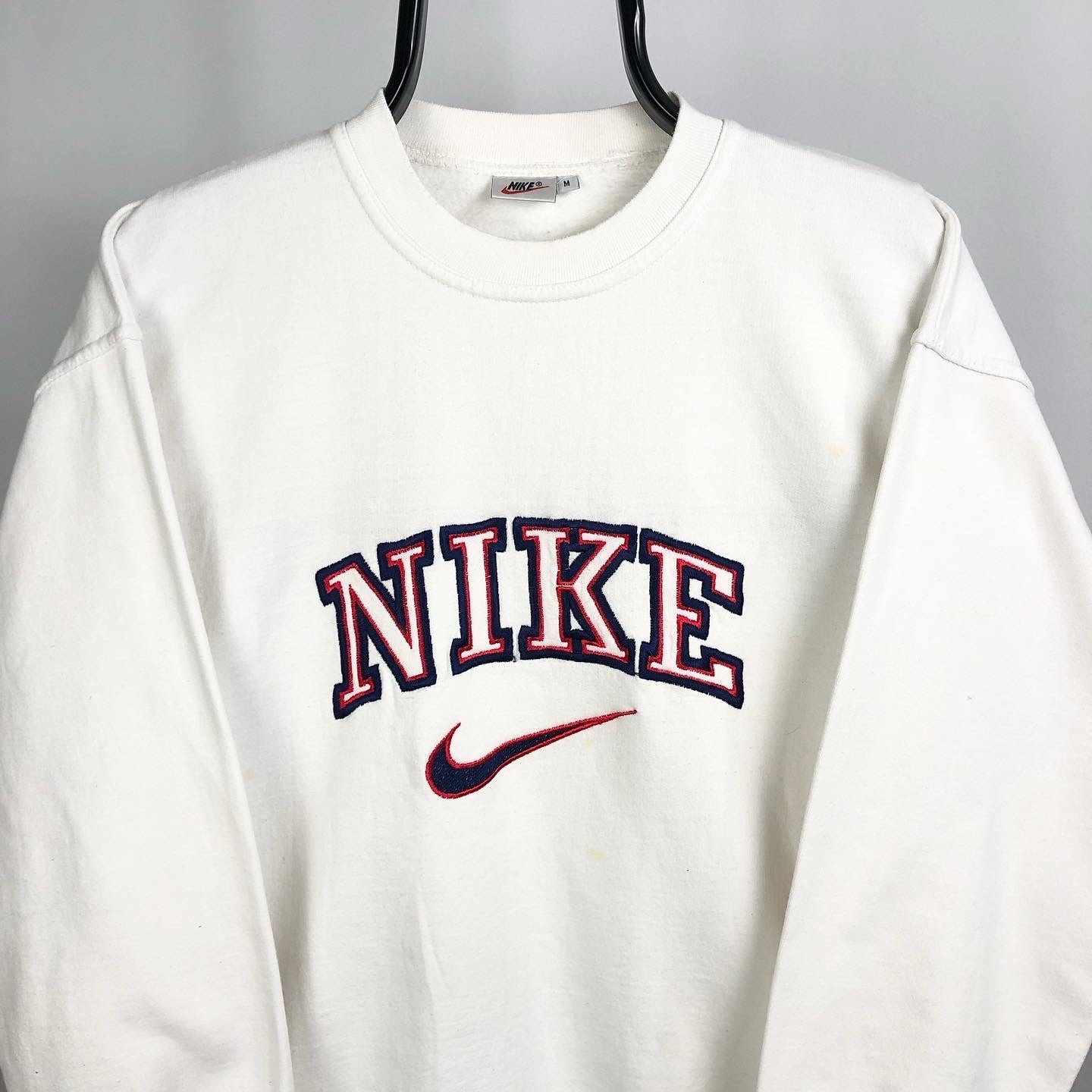 Vintage 90s Nike Spellout Sweatshirt in White - Men's Small/Women's Medium