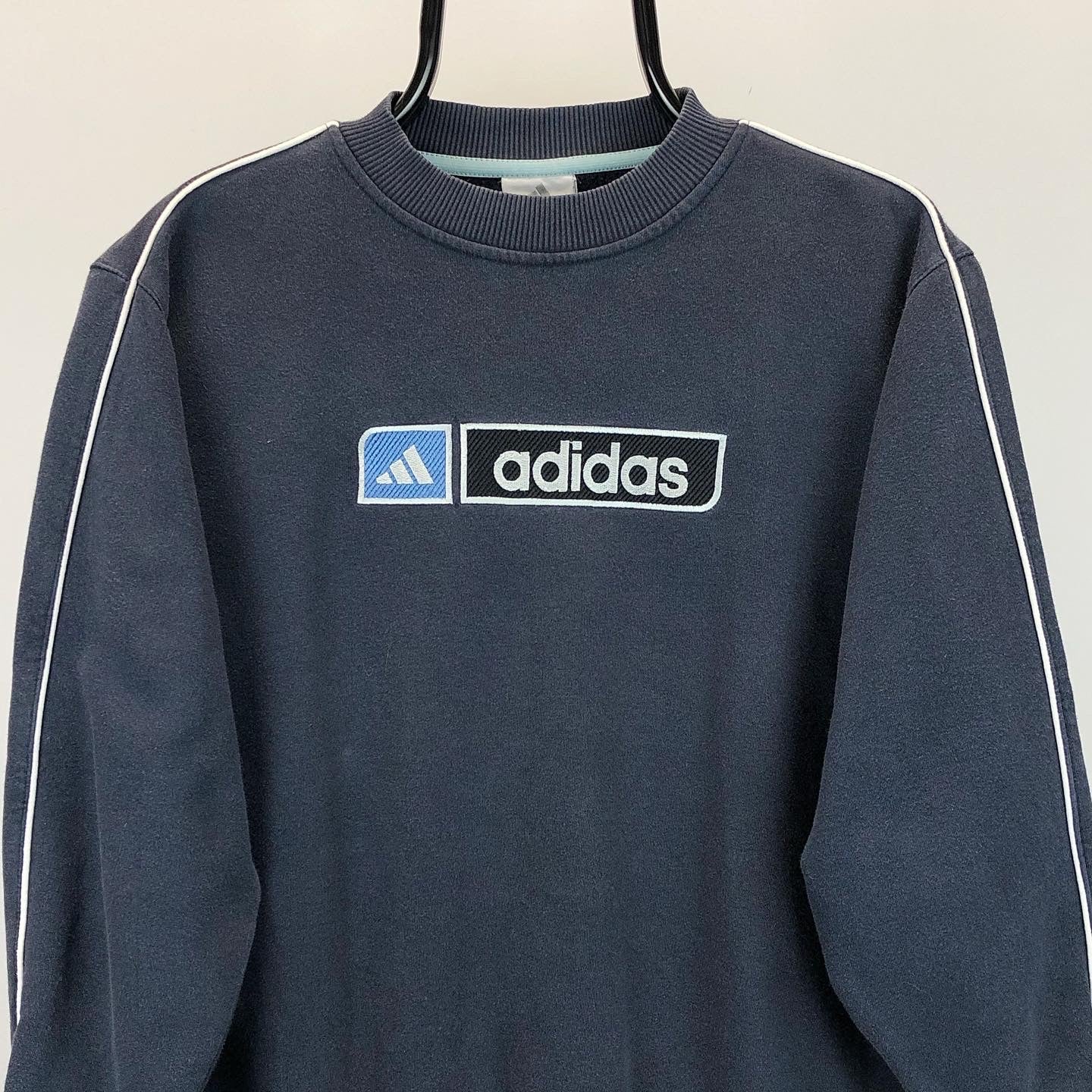 Vintage Adidas Spellout Sweatshirt in Navy - Men’s Small/Women’s Medium