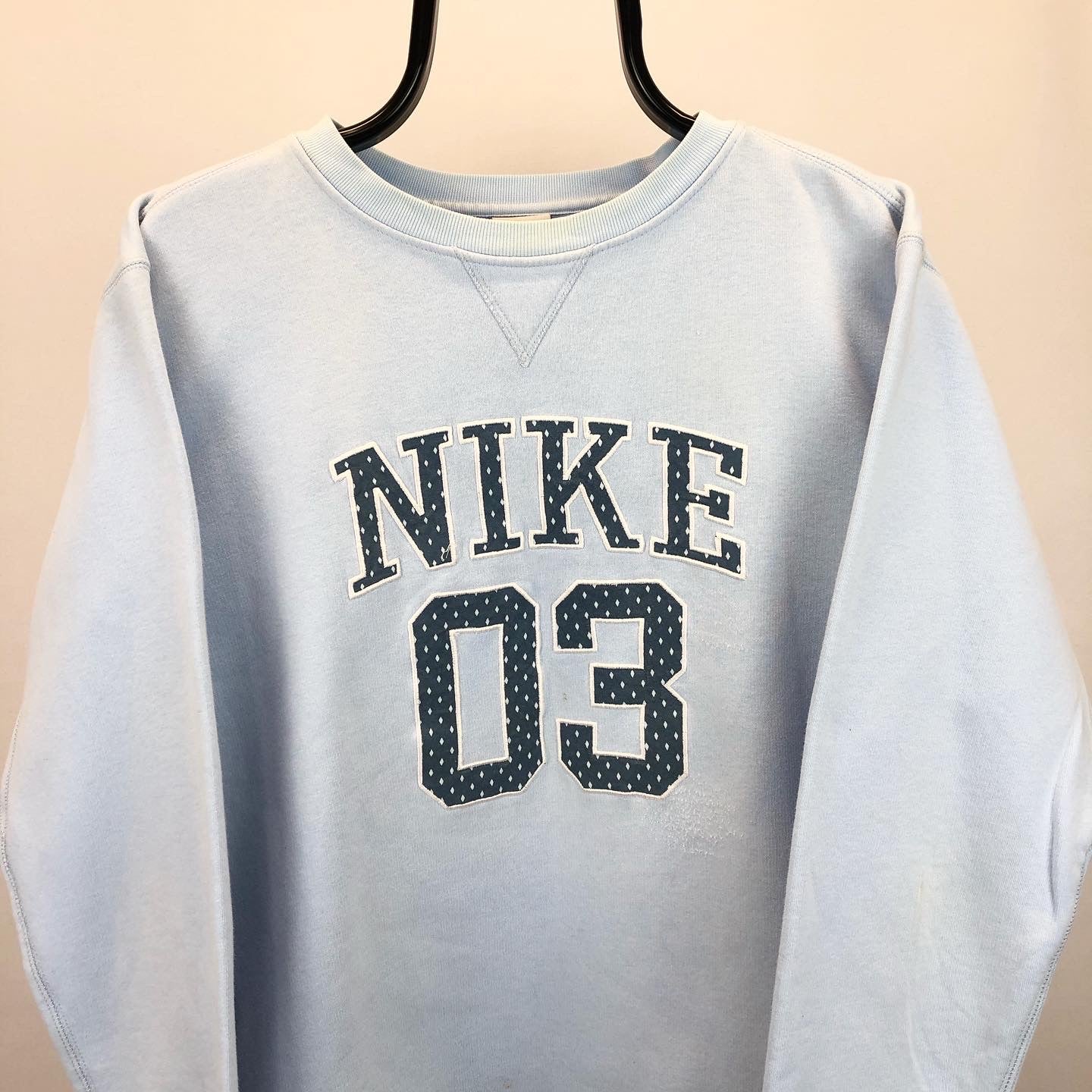 Vintage Nike Spellout Sweatshirt in Baby Blue - Men's Medium/Women's Large