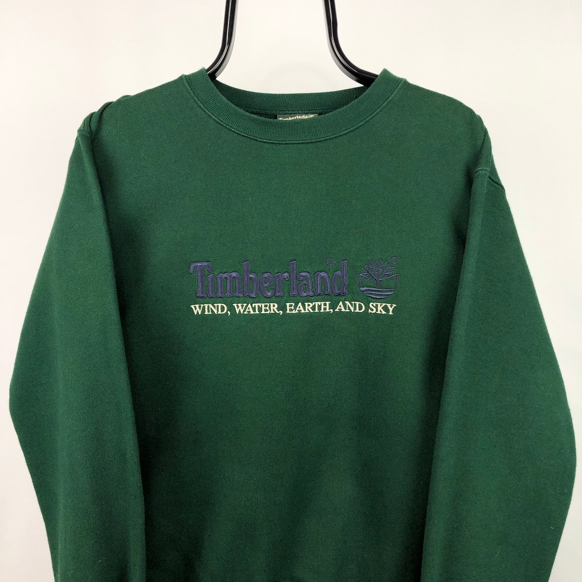 Vintage 90s Timberland Spellout Sweatshirt in Green - Men’s XS/Women’s Small