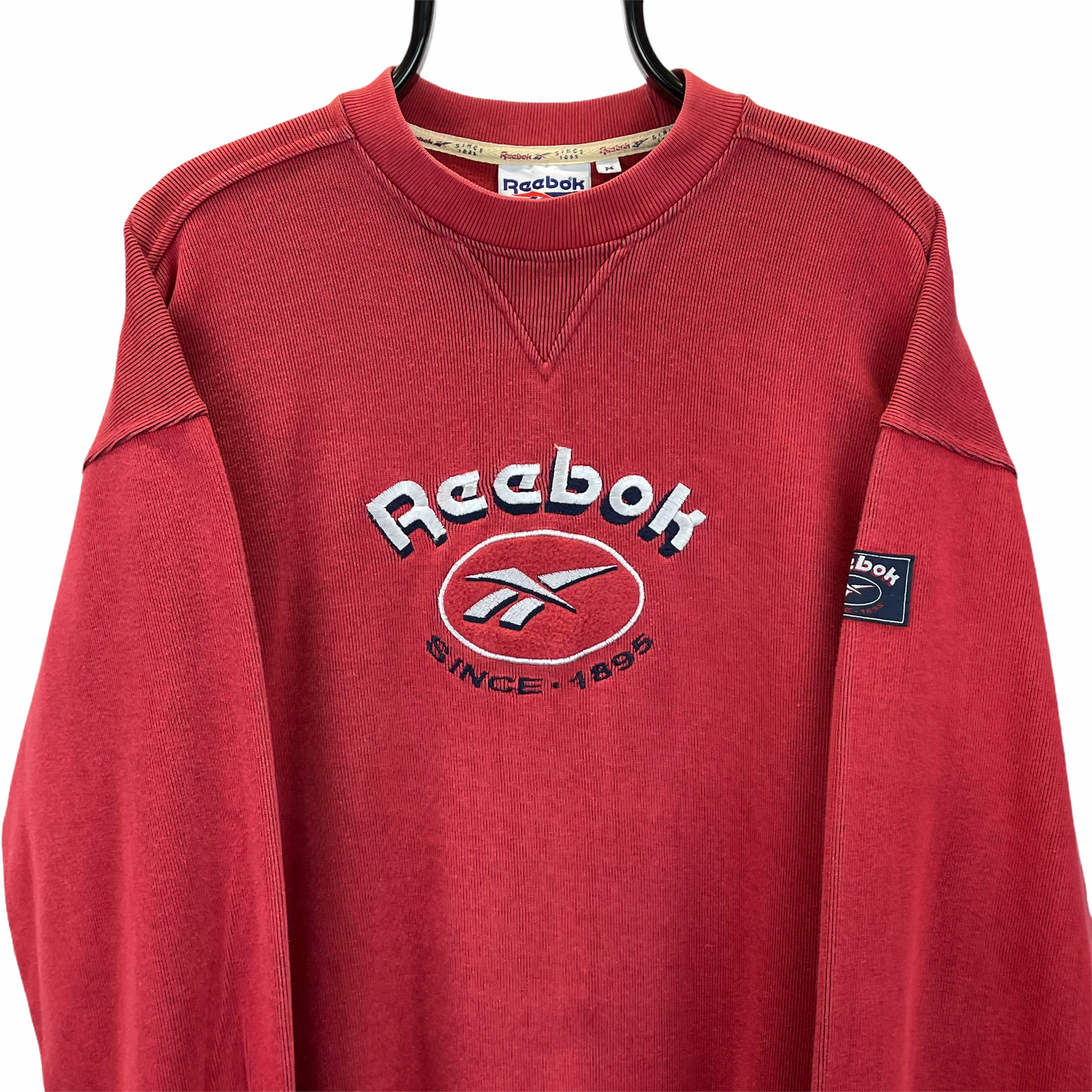 Vintage 80s Reebok Spellout Sweatshirt in Red - Men's Medium/Women's Large