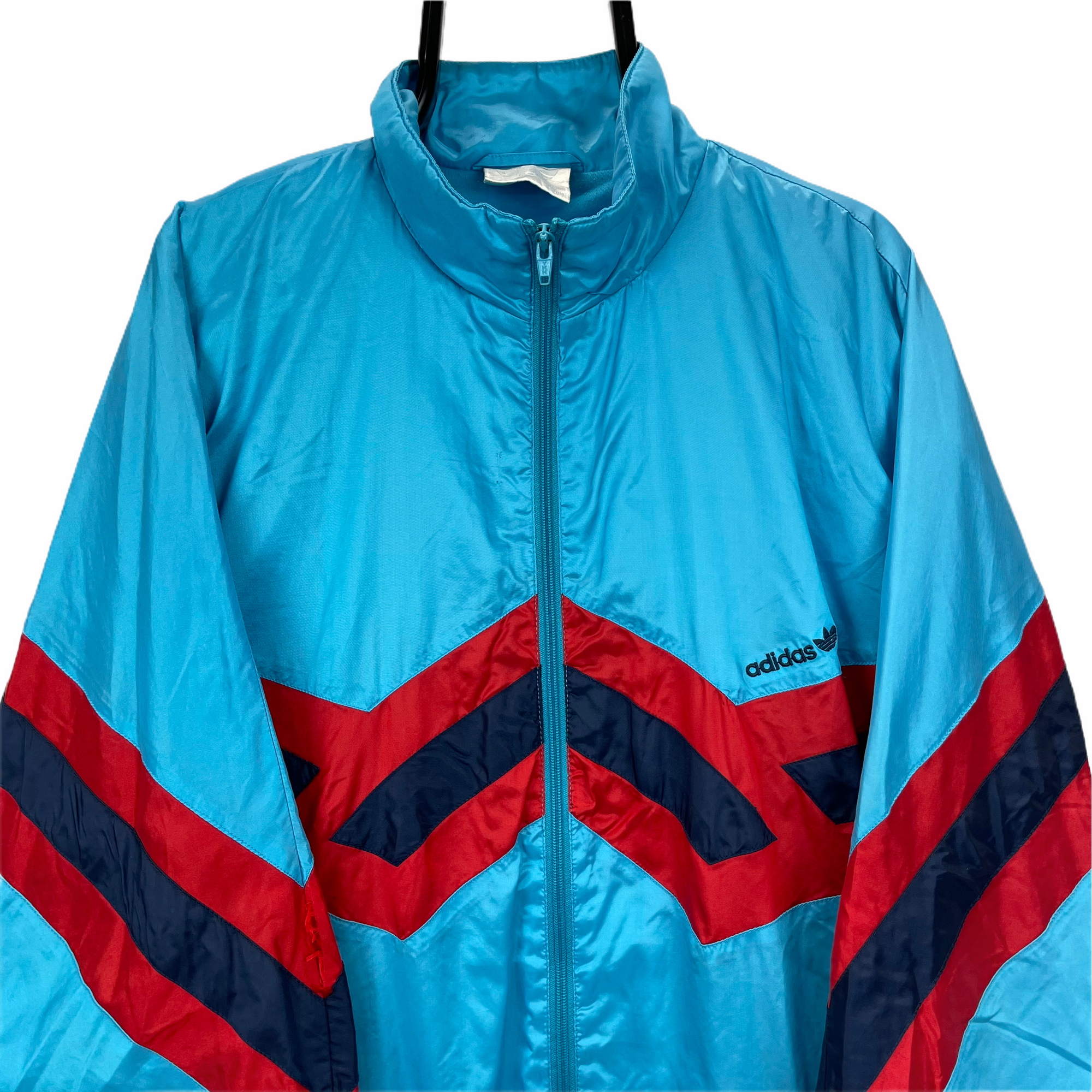 VINTAGE 90S ADIDAS TRACK JACKET IN TURQUOISE, RED & NAVY - MEN'S XXL/WOMEN'S XXXL