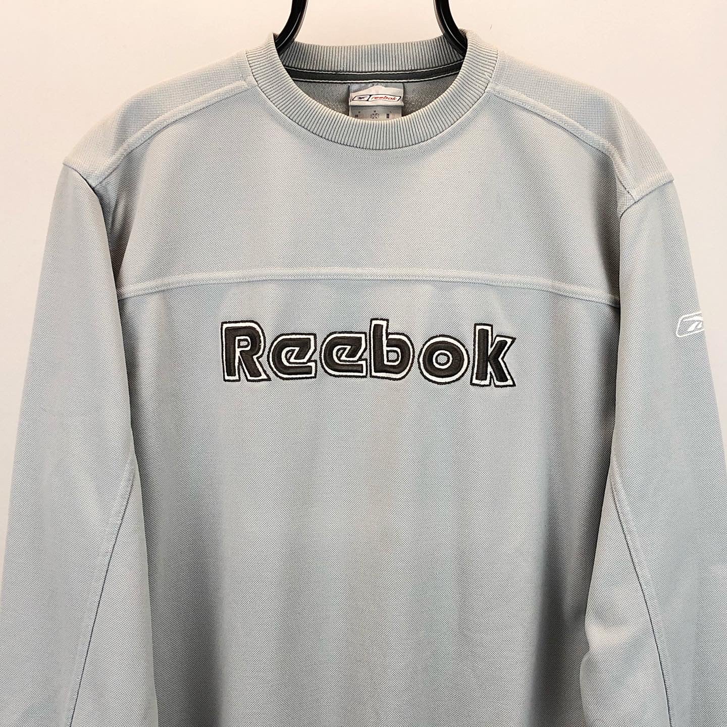 Vintage Reebok Spellout Sweatshirt in Silver/Grey - Men’s Medium/Women’s Large