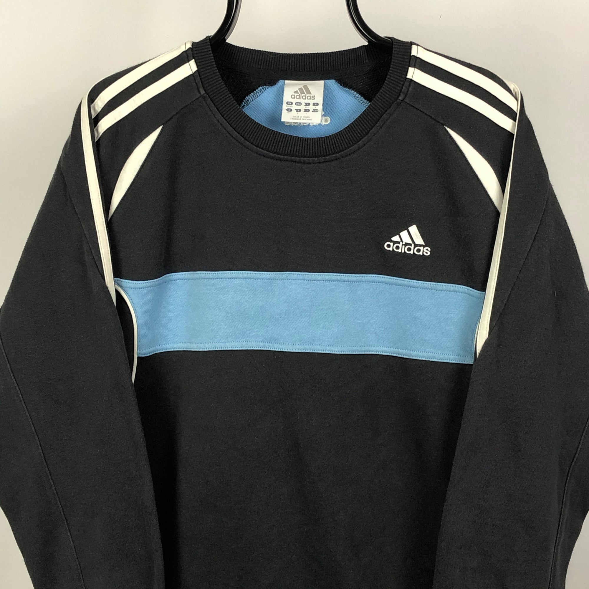 Vintage Adidas Sweatshirt in Baby Blue & Black - Men’s Medium/Women’s Large