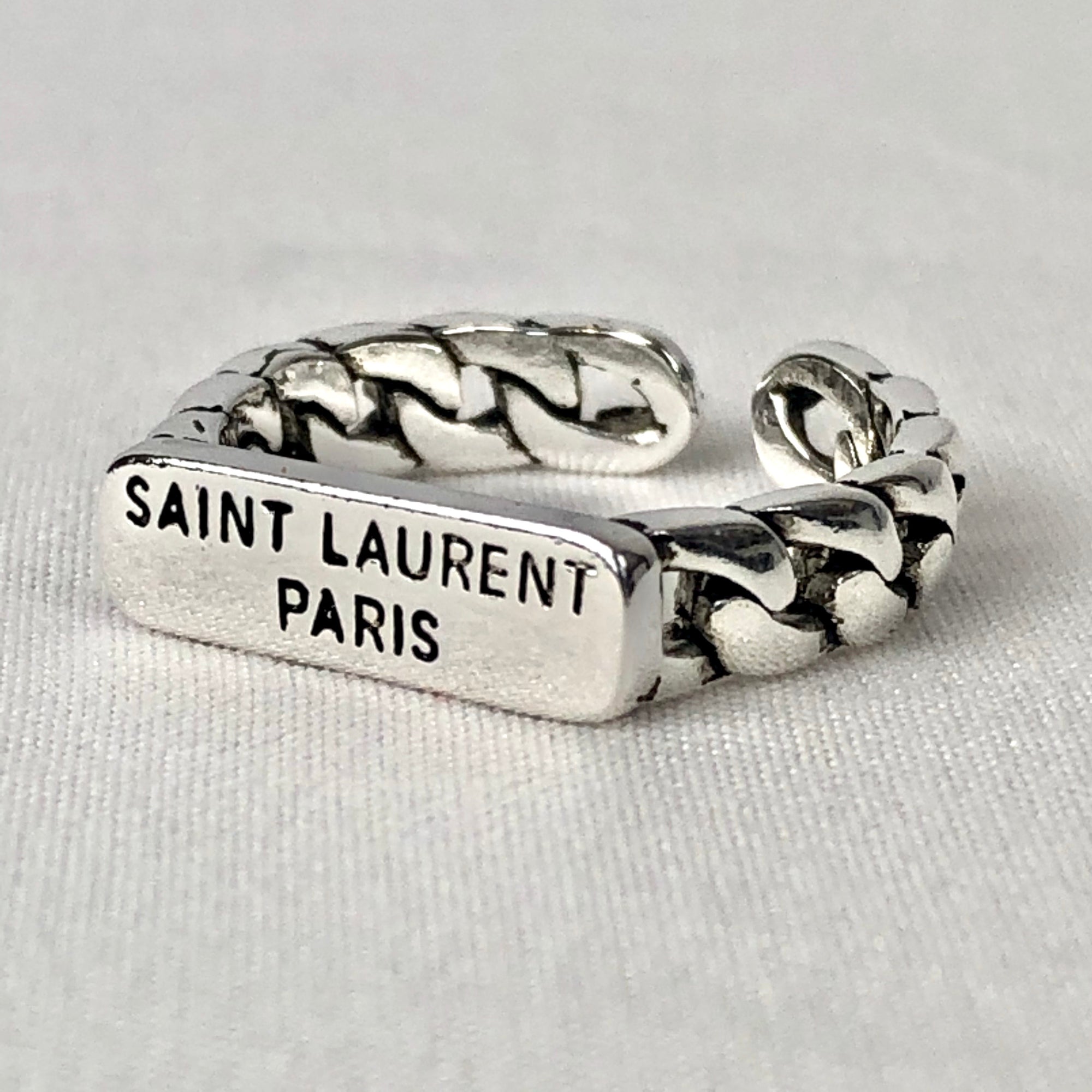 YSL Chain Ring in Silver