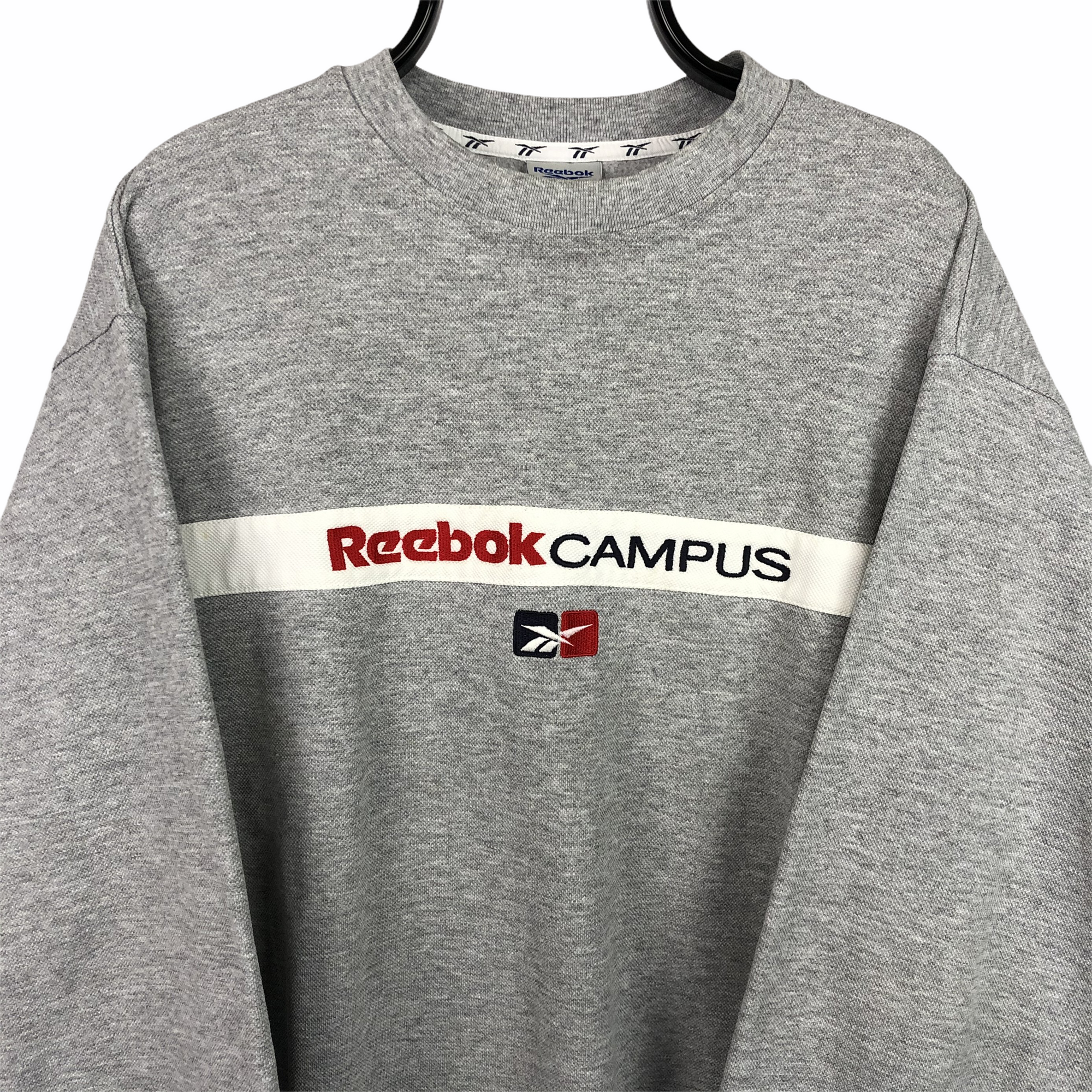 Vintage Reebok Spellout Sweatshirt in Grey - Men's Large/Women's XL