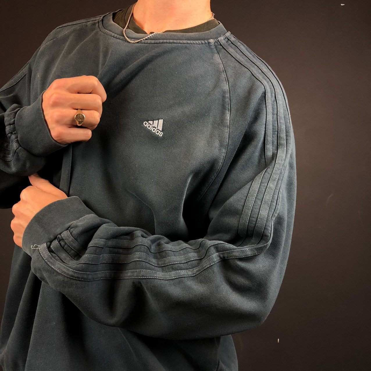 Vintage Adidas Sweatshirt with Small Embroidered Spellout & Logo - Vintique Clothing