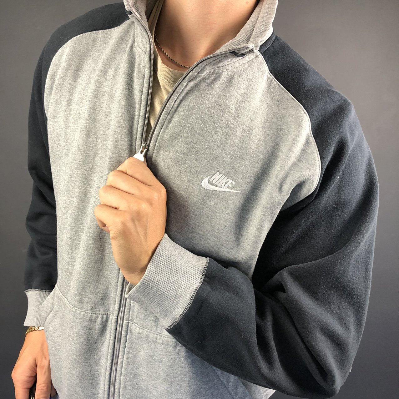 Vintage Nike Zip Up Sweatshirt with Embroidered Swoosh - Large - Vintique Clothing