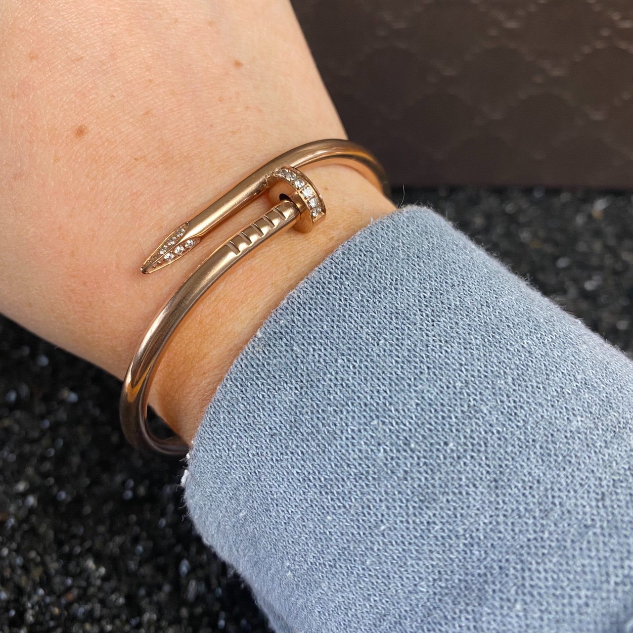 Women’s Classic Nail Rose Gold Diamond Bracelet - Vintique Clothing