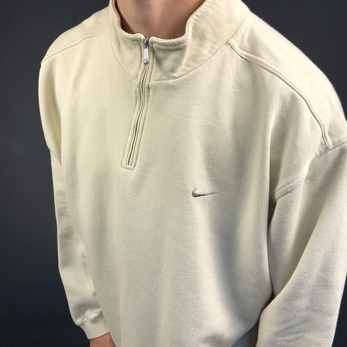 Vintage Nike 1/4 Zip Sweatshirt with Embroidered Swoosh - XL - Vintique Clothing