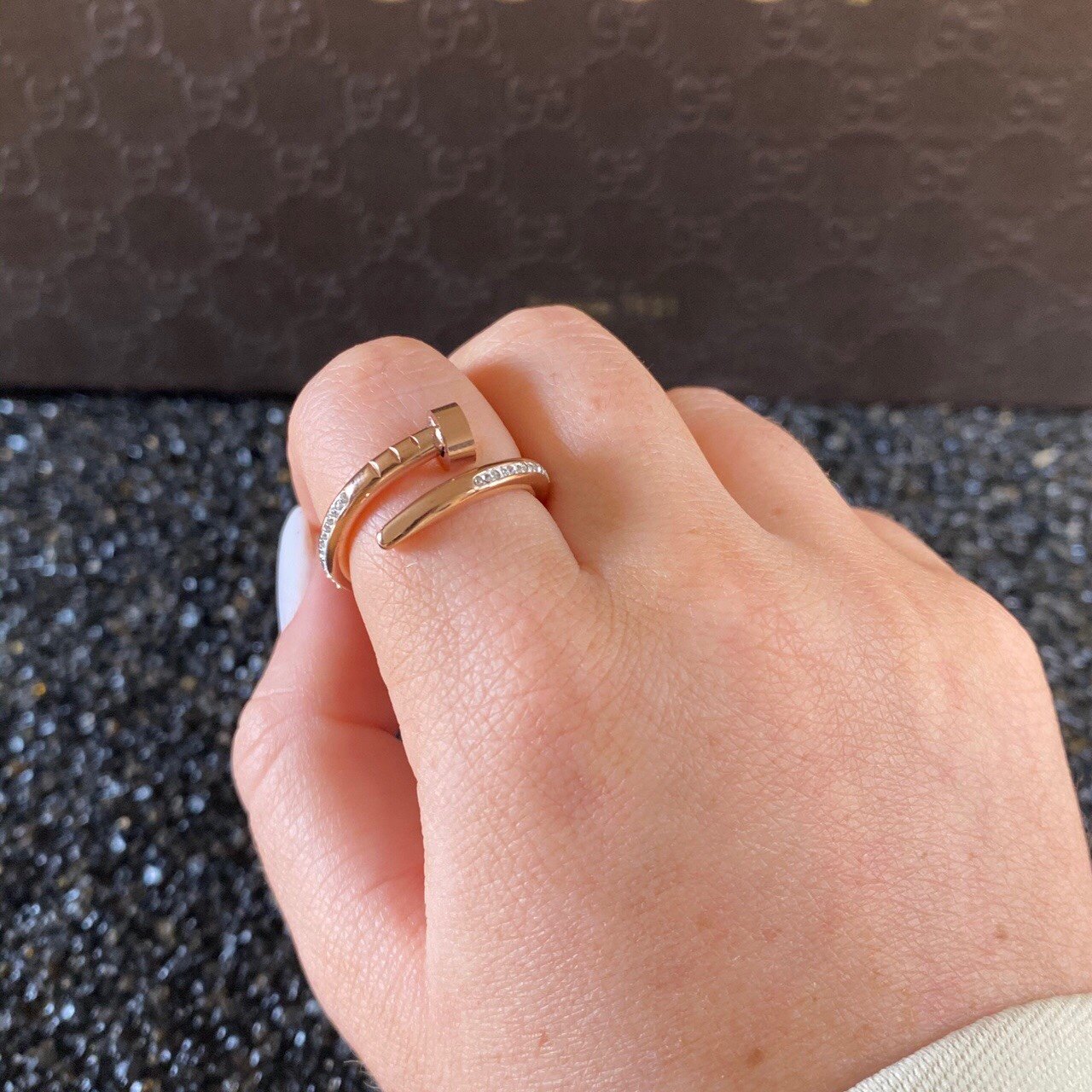 Women’s Classic Nail Rose Gold Diamond Ring - Vintique Clothing