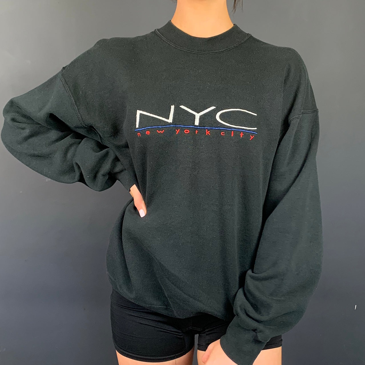 Vintage Sweatshirt with Embroidered New York City Spellout