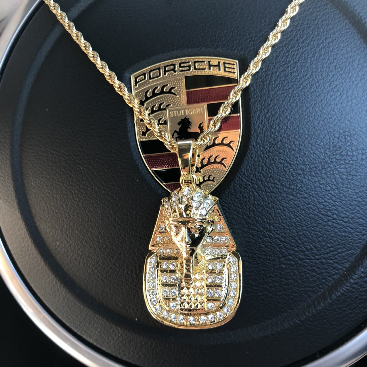 Iced Out Gold Pharaoh Pendant Chain - Vintique Clothing