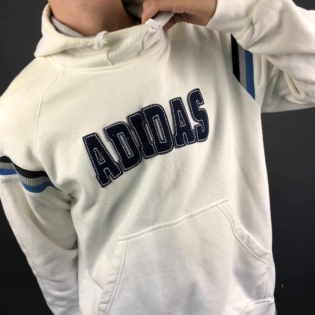 Vintage Adidas Spellout Hoodie with Embroidered Spellout - Vintique Clothing