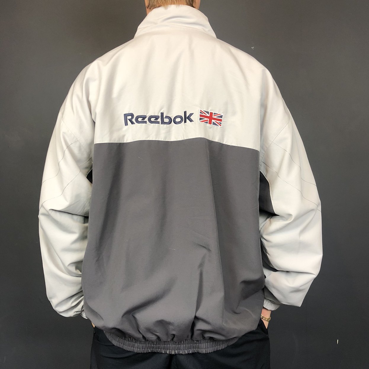 Vintage Reebok Jacket with Embroidered Spellout & Logo - XL - Vintique Clothing