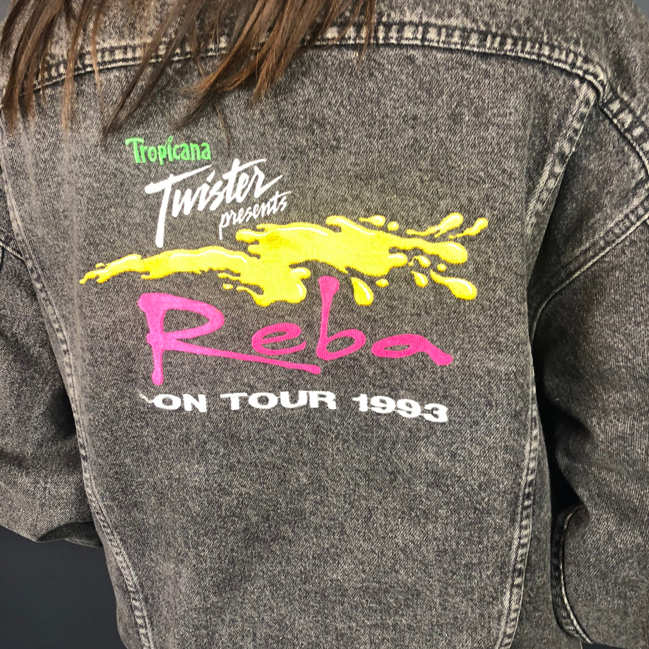 SUPER RARE Reba McEntire on Tour 1993 Vintage Denim Jacket with Tropicana Embroidery - Large