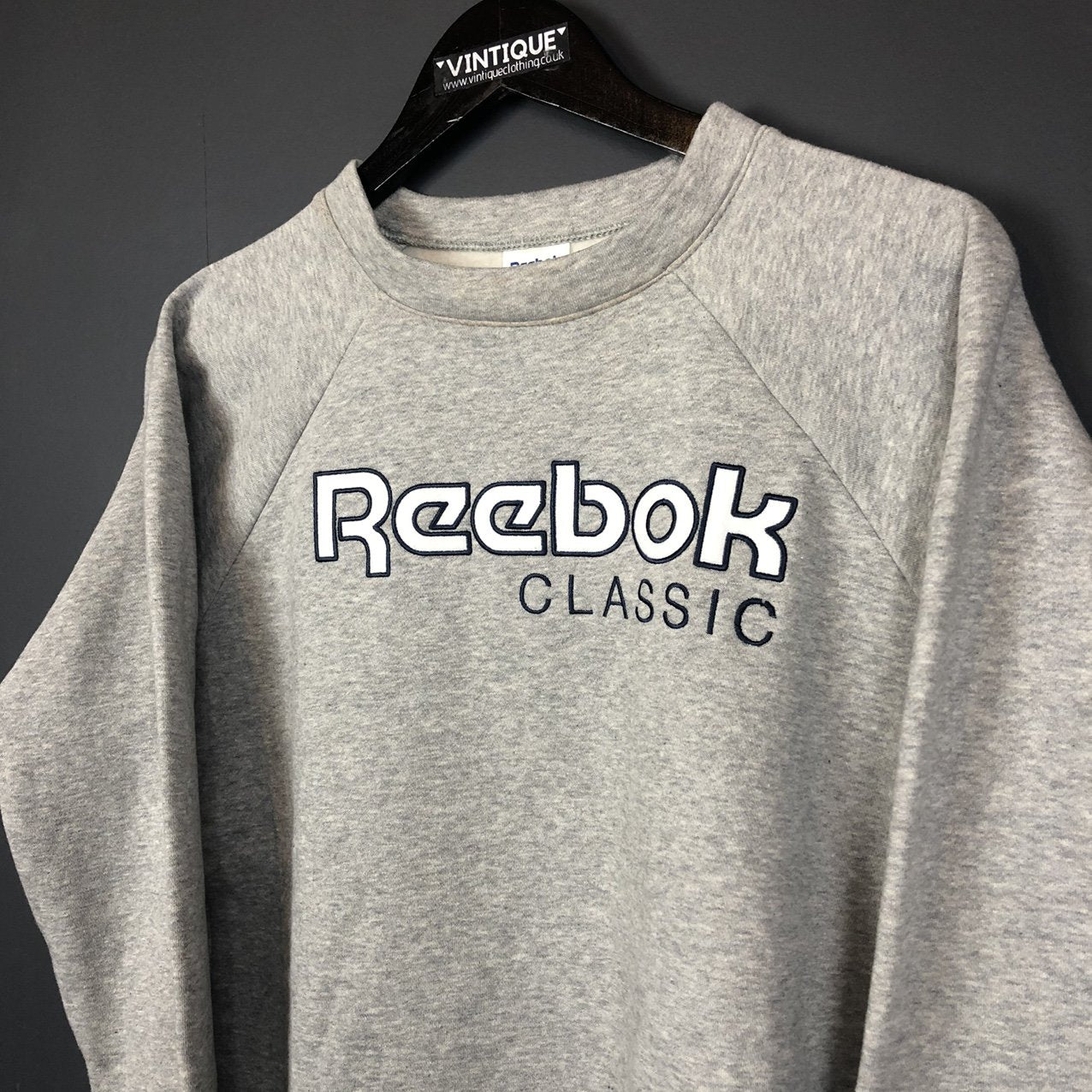 Reebok Spellout Sweatshirt with Embroidered Spellout - Small - Vintique Clothing