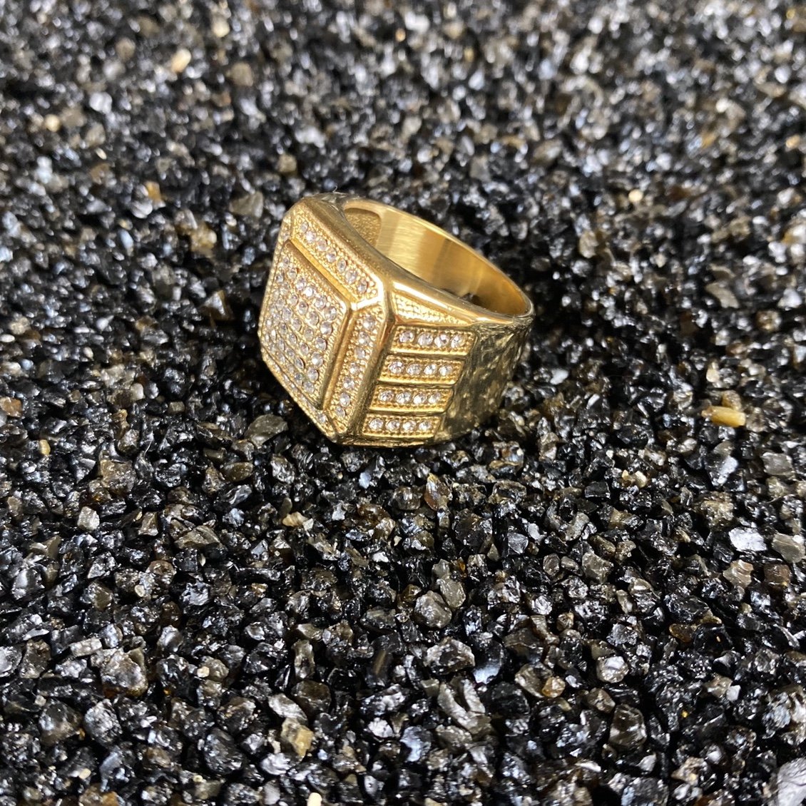 Iced Out Gold Ring - Vintique Clothing