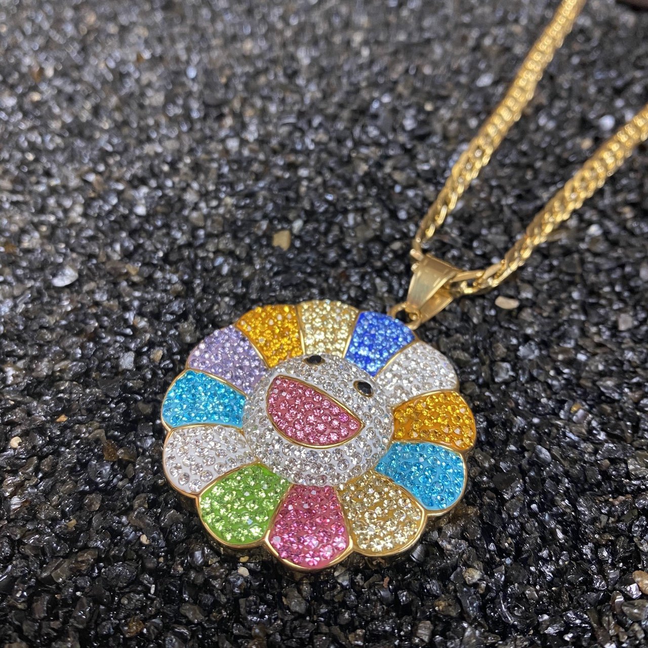 Iced Out Takashi Murakami Inspired Pendant - Cuban Chain - Vintique Clothing