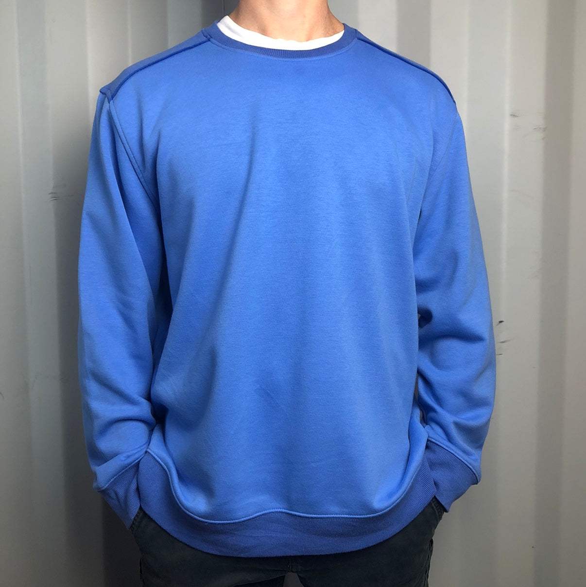 Vintage Men’s Van Heusen Baby Blue Sweatshirt - XL